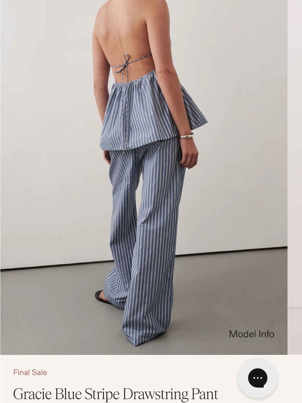 Gracie Blue Stripe Drawstring Pants - Picture 4 of 6